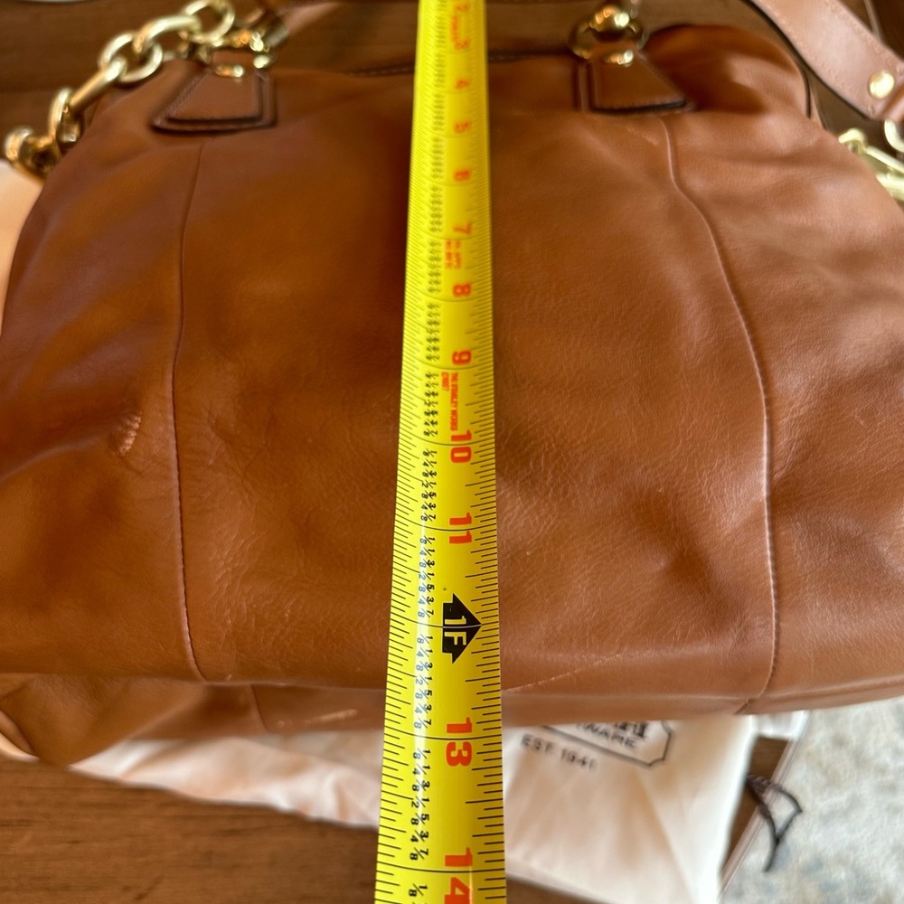 Coach Kristen pleated convertible satchel. Caramel color. - Picture 7 of 13